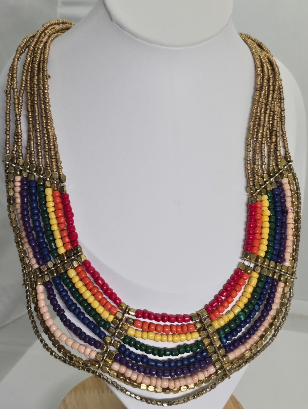 Ali-Khan New York. Handcrafted Multicolor Beaded Statement Necklace